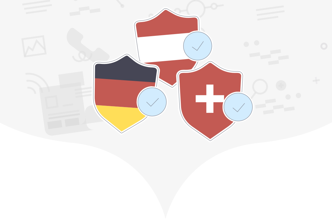 German, Austrian and Swiss flags