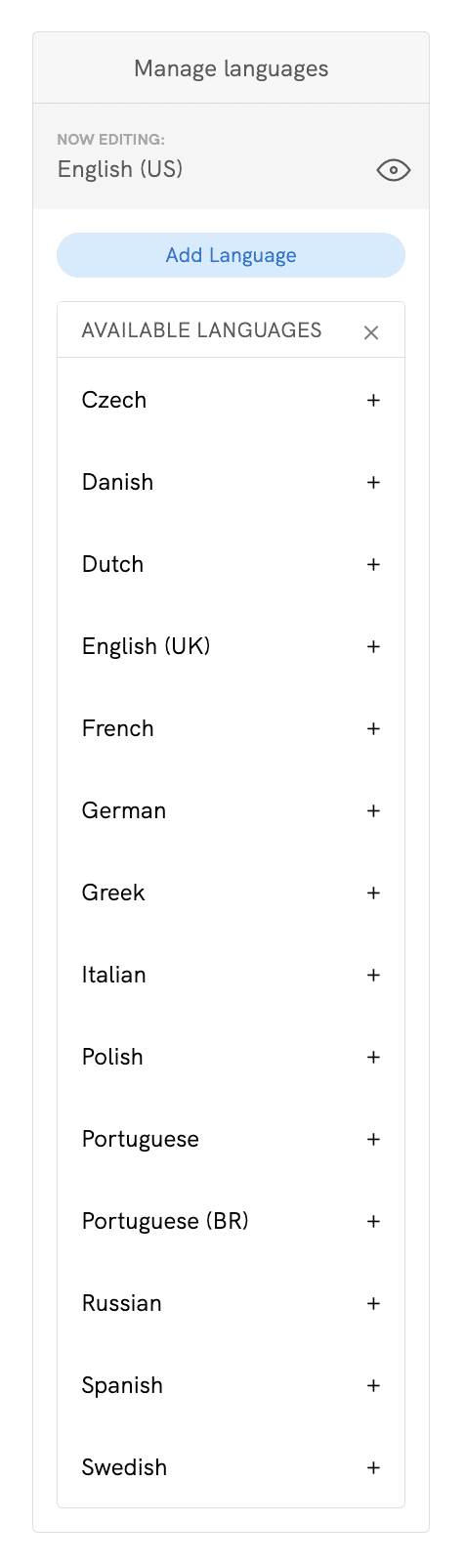 Add a language to a previously generated document
