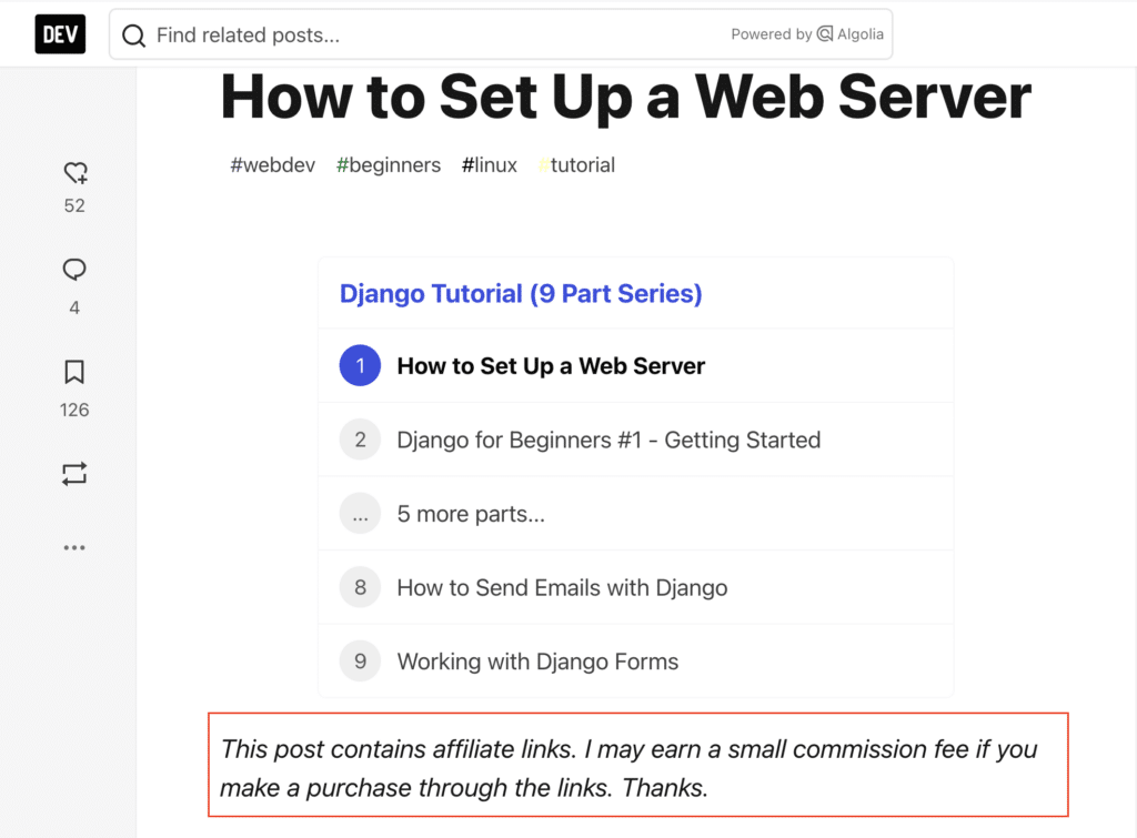 affiliate disclosure blog post