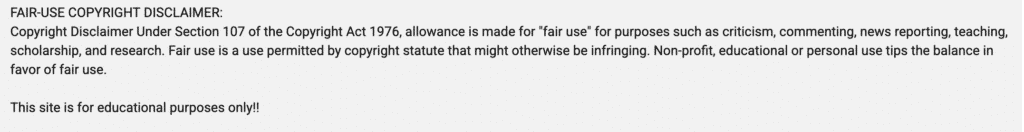 fair use disclaimer youtube