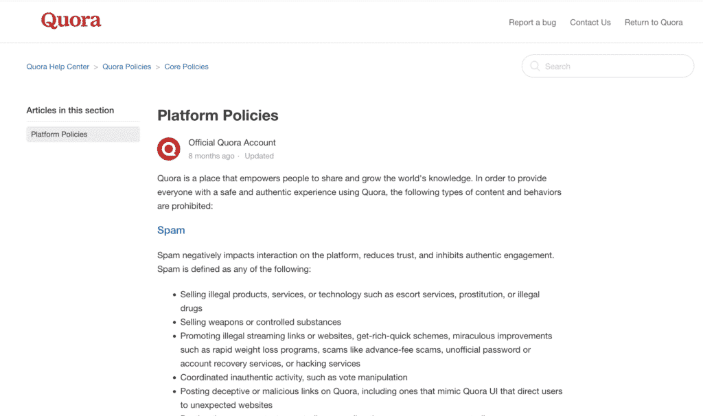 acceptable use policy quora
