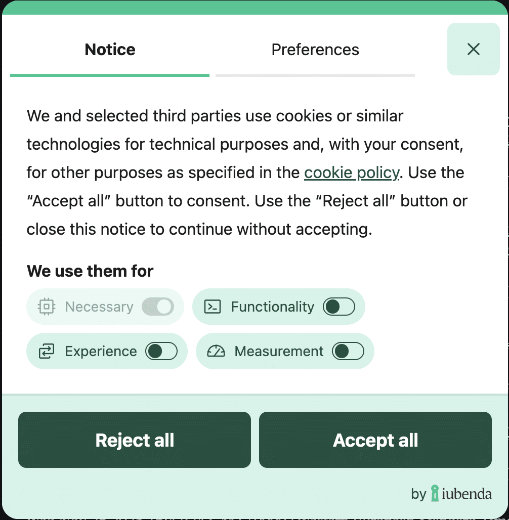 The redesigned cookie banner and configurator