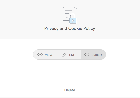 Embed button for the Privacy and Cookie Policy Generator