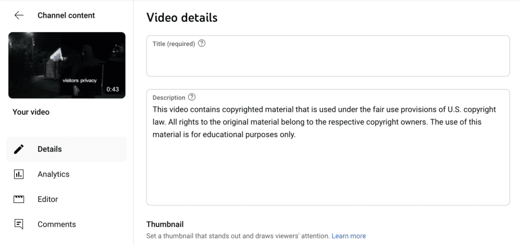 add youtube disclaimer 2